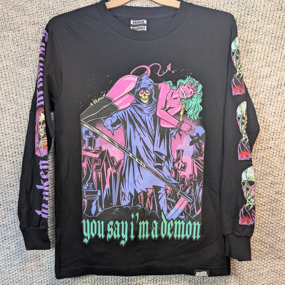 Broken Promises Black Graphic Long Sleeve Tee